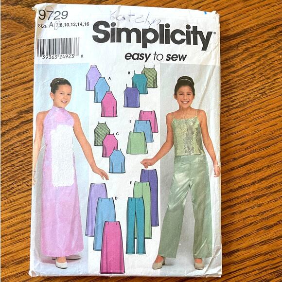 Vintage Y2K 2001 Simplicity 9729 Sewing Pattern Girls Sz 7, S Formalwear 2 Piece - Picture 1 of 2